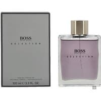 Hugo Boss Boss Selection Eau de Toilette, 100ml, clear glass bottle with silver cap, gray box packaging.