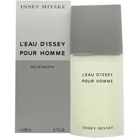 Issey Miyake L'Eau D'Issey Pour Homme 200ml, frosted glass bottle with gray cap, next to matching gray box.