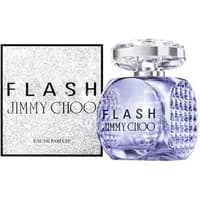 Clear glass bottle of Jimmy Choo Flash Eau De Parfum 60ml with faceted cap and silver glitter box.