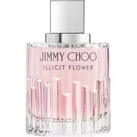 Jimmy Choo Illicit Flower Eau De Toilette 40ml, pink liquid in a faceted glass bottle with silver cap.
