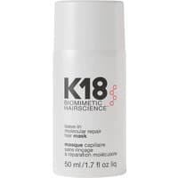 White K18 Leave-In Molecular Repair Hair Mask bottle, 50ml, with black and red text.
