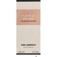 Karl Lagerfeld Fleur de Pecher Eau de Parfum 100ml, beige and black box with elegant text design.