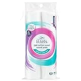 Lil-Lets Cotton Wool Round Pads, 200 count pack, white rounds in clear plastic packaging with colorful label design.