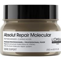 L'Oreal Professionnel hair mask in a beige jar with black lid, labeled "Absolut Repair Molecular" 250 ml.