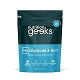 Nutrition Geeks Magnesium Glycinate 3-in-1 Complex, teal and black pouch, 90 vegan capsules.