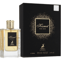 Maison Alhambra Kismet For Men Eau De Parfum 100 ml, gold-capped clear bottle, black box with gold accents