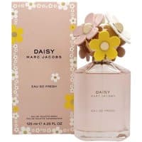 Marc Jacobs Daisy Eau So Fresh EDT 125 ml, pink bottle with floral cap, next to matching floral-patterned box.