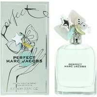 Marc Jacobs Perfect Eau De Toilette 100ml with a whimsical cap featuring charms, next to a matching illustrated box.