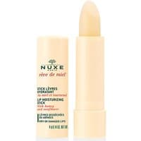 NUXE Reve de Miel Lip Moisturising Stick 4g, beige tube with honey and sunflower label, cap removed.