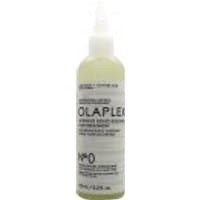 Clear bottle of Olaplex No.0 Hair Treatment, 155ml, with white nozzle and black text on label.