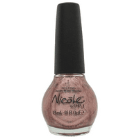 Shimmery mauve OPI Nicole nail polish in a round bottle with a black cap, labeled "True Reflection."