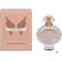 Paco Rabanne Olympea Eau de Parfum 30ml, clear round bottle with gold accents, next to peach box with wing design.