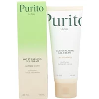 Purito Oat-in Calming Gel Cream 100ml in white tube with green accents, next to matching green and beige box.