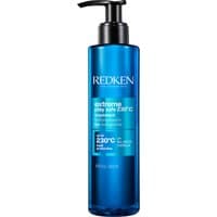 Blue bottle of Redken Extreme Play Safe Treatment with black pump, 250ml, white and light blue text.