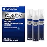 Regaine For Men Extra Strength Foam, blue packaging, 3 bottles, 73ml each, for hair regrowth with Minoxidil.