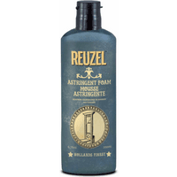Reuzel Astringent Foam 200ml, dark blue bottle with gold lettering and emblem, black cap.