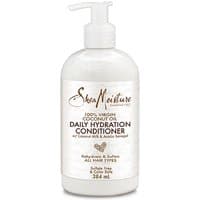 Shea Moisture white pump bottle, 100% Virgin Coconut Oil Daily Hydration Conditioner, 384ml, for all hair types.