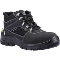 Black Skechers Trophus Letic safety boots with lace-up front, reinforced toe, and padded ankle collar.