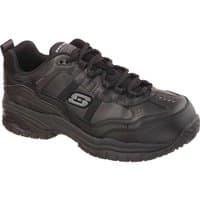 Black Skechers Work Soft Stride Grinnell safety shoe with lace-up front and reinforced toe.