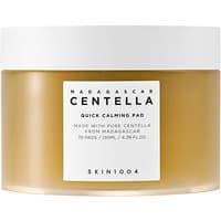 Skin1004 Centella Quick Calming Pad in a transparent jar with white label and black text, 130 ml capacity.