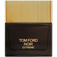 Black and gold Tom Ford Noir Extreme perfume bottle, 50 ml, with ribbed gold cap and bold gold lettering.