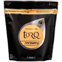 Black Torq Recovery Drink 1.5kg bag, Cookies and Cream flavor, with orange and white label design.