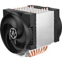ARCTIC Freezer 4U-M Rev. 2 server cooler with black fan, silver heatsink, and copper heat pipes for AMD, Intel systems.