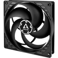 Black ARCTIC P14 pressure-optimised 140 mm fan with five curved blades and square frame.