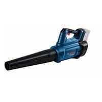 Blue Bosch cordless blower with black nozzle, ergonomic handle, and battery slot, labeled "Bosch Professional."