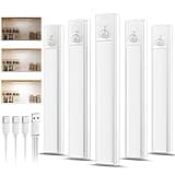 White daphomeu rechargeable LED lights, motion sensor, Type-C charging, magnetic, for cabinets or closets, pack of 5.