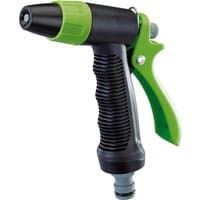 Black and green Draper adjustable jet spray gun with soft grip handle and trigger nozzle.