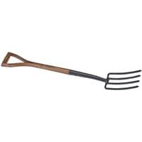 Draper Carbon Steel Border Fork with dark ash handle and four black tines.