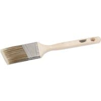 Angled paint brush with beige wooden handle, silver ferrule, and 50mm bristles by Draper Expert.
