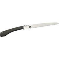 Folding pruning saw with a 270mm serrated blade and black ergonomic handle.