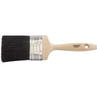 Beige-handled Draper Expert 75mm paint brush with black bristles and silver ferrule.