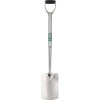 Extra long stainless steel garden spade with soft grip handle and rectangular blade by Draper.