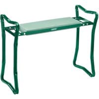 Green Draper folding kneeler and seat with metal frame and cushioned platform.