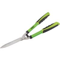 Green-handled Draper garden shears, 190mm, with black grips and sharp silver blades.