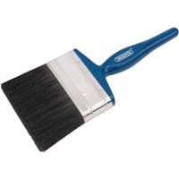 Blue-handled Draper paintbrush, 100mm wide, with black bristles and a silver metal ferrule.