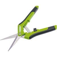 Green and black Draper Precision Straight Pruning Secateurs, 165mm, with stainless steel blades and spring mechanism.