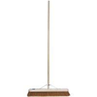 Draper Soft Coco Platform Broom, 600mm, with a wooden handle and wide brown bristle head.