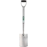 Stainless steel garden spade with soft grip handle and rectangular blade by Draper