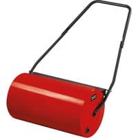 Red Einhell GC-GR 57 push garden lawn roller with black handle and cylindrical drum.