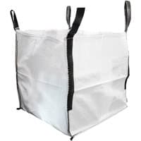 White Faithfull 1/2 tonne builders bag with black reinforced handles and seams.
