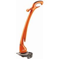 Orange Flymo Contour XT line trimmer and edger with ergonomic handle and black trimming head.
