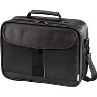 Black Hama Polytex projector case with handle, shoulder strap, and front pocket.