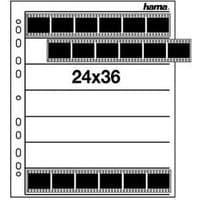 Hama Negative Sleeves, 24x36 mm, Glassine, 7 sheets, white with black film strips and punched holes for binding.