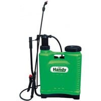 Green Handy 16-litre sprayer with black hose, adjustable nozzle, and ergonomic handle.