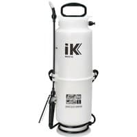 White IK Sprayers Multi 12 pressure pump sprayer, 8L capacity, with black handle, hose, and nozzle attachment.