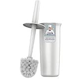 White MR.SIGA toilet bowl brush with round bristles and matching holder, sleek design with brand logo on holder.